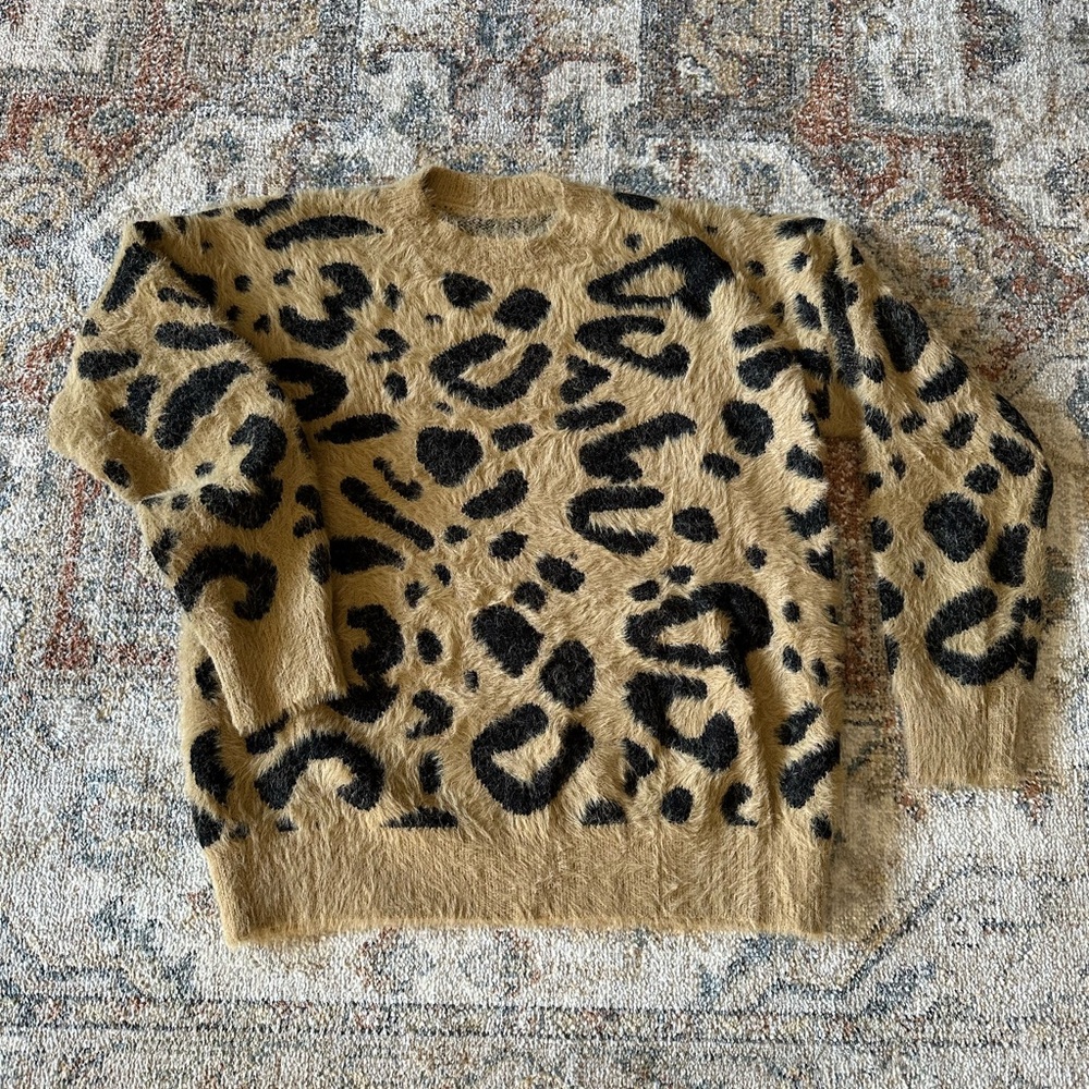 Leopard Print Sweater - Tan and Black